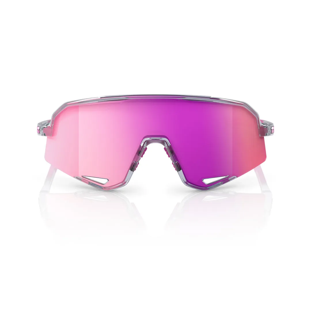 100% SLENDALE Cycling Sunglasses - Polished Translucent Grey - Purple Mirror