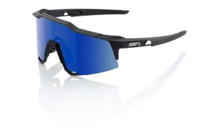 100% SPEEDCRAFT Cycling Sunglasses - Matte Black - HiPER Blue Mirror