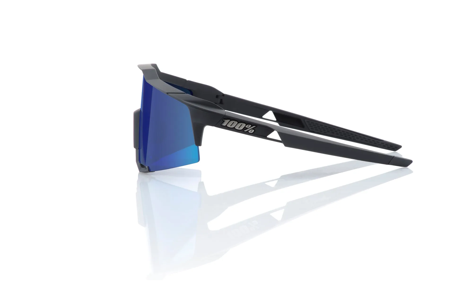 100% SPEEDCRAFT Cycling Sunglasses - Matte Black - HiPER Blue Mirror