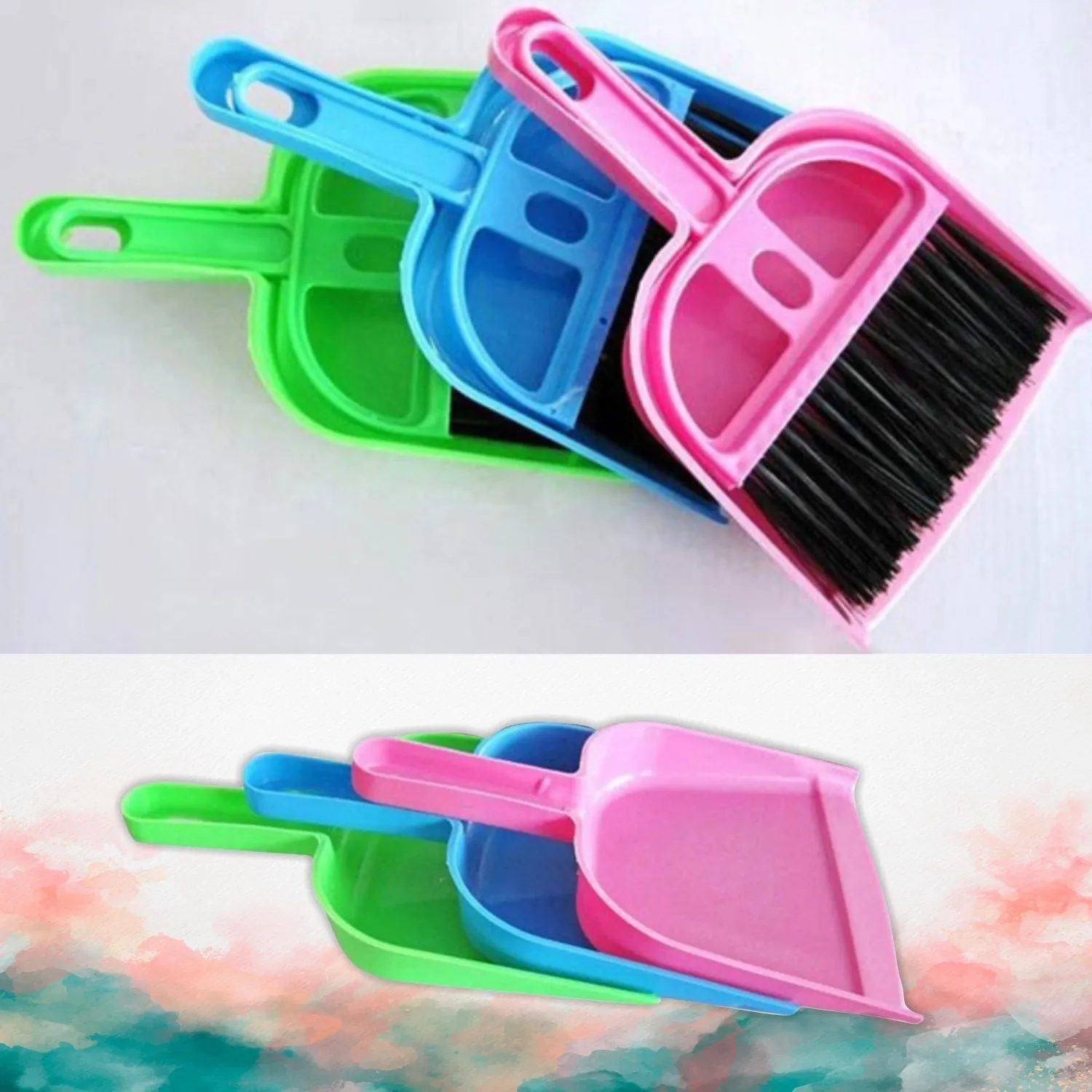 2213 Mini Dustpan with Brush Broom Set for Multipurpose Cleaning - 2 pcs