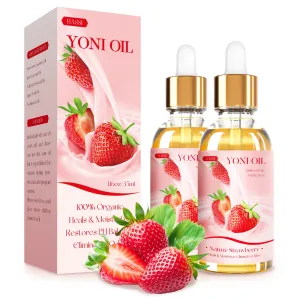 2PCS Yoni Oil Organic Feminine Oil Vaginal Moisturizer For Wetness - Ph Balance for Women - Feminine Deodorant - Eliminates Odor With Strawberry Essential Oil, All Natural Yoni Essential Oil, 1 fl oz