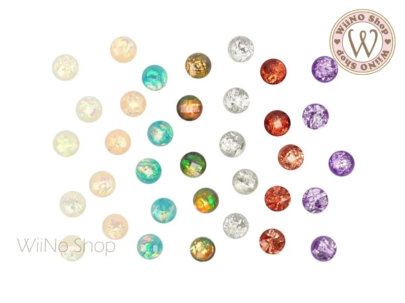 6mm Iridescent Ice Round Nail Art Cabochon - 10 pcs