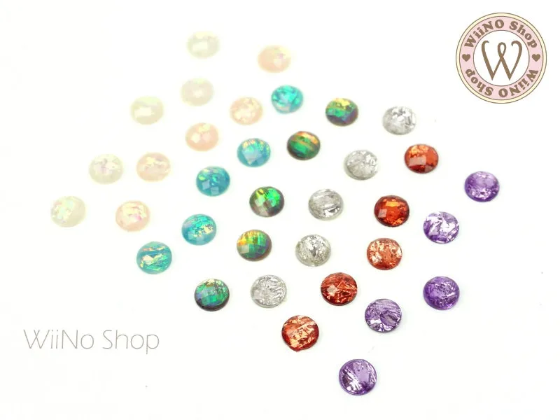 6mm Iridescent Ice Round Nail Art Cabochon - 10 pcs