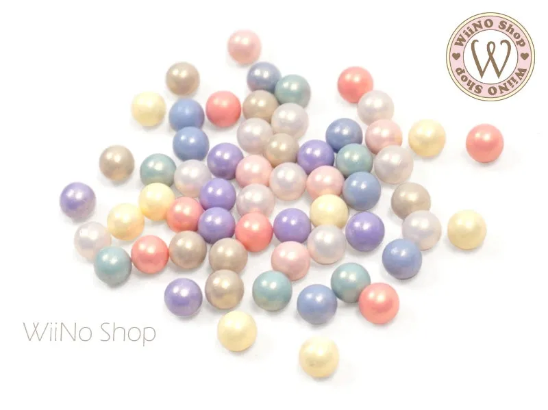 6mm Macaron Shimmer Pearl Beads Nail Art Decoration (No Hole) - 10 pcs