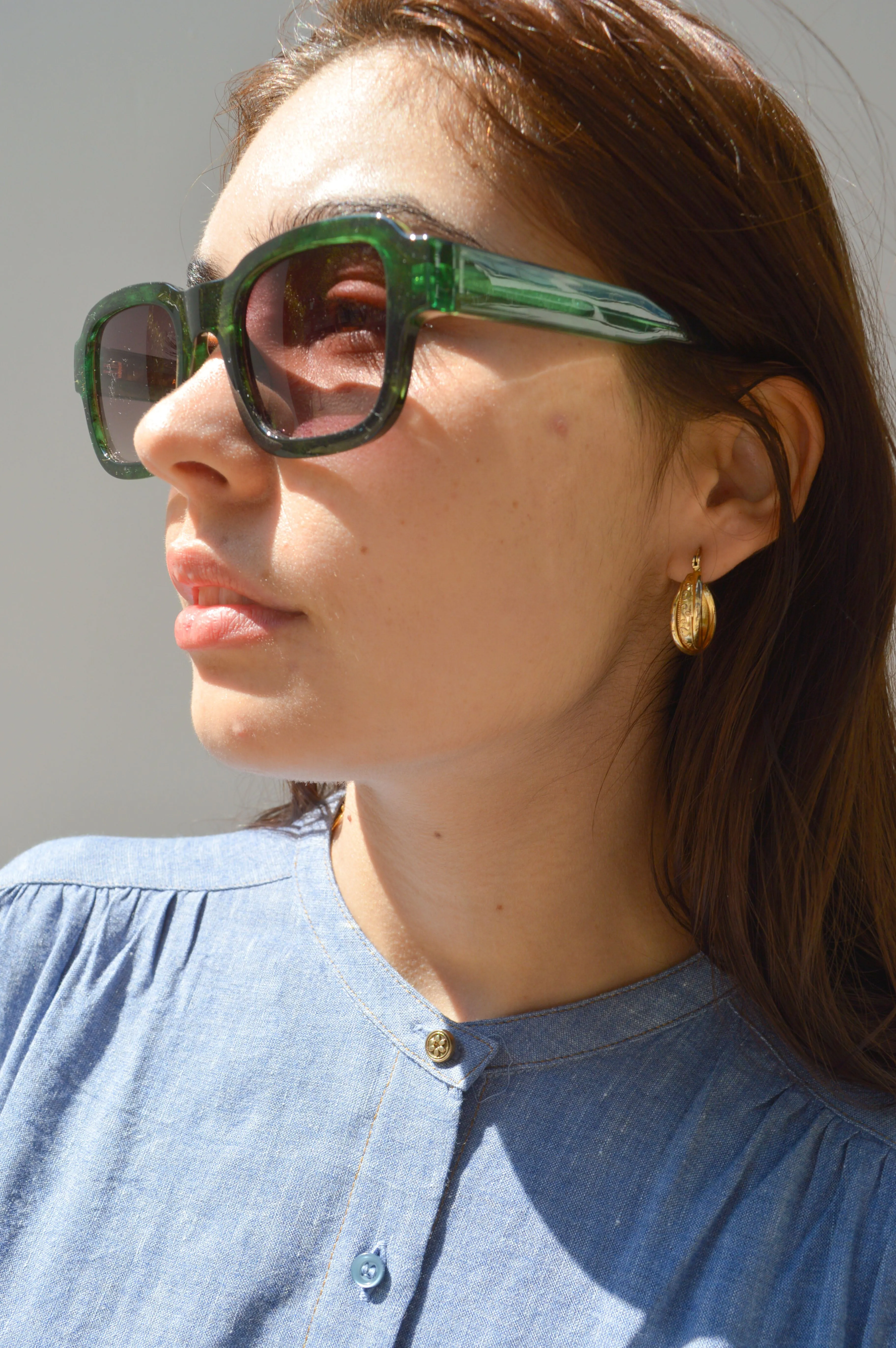 A Kjaerbede Halo Green Marble Transparent Sunglasses