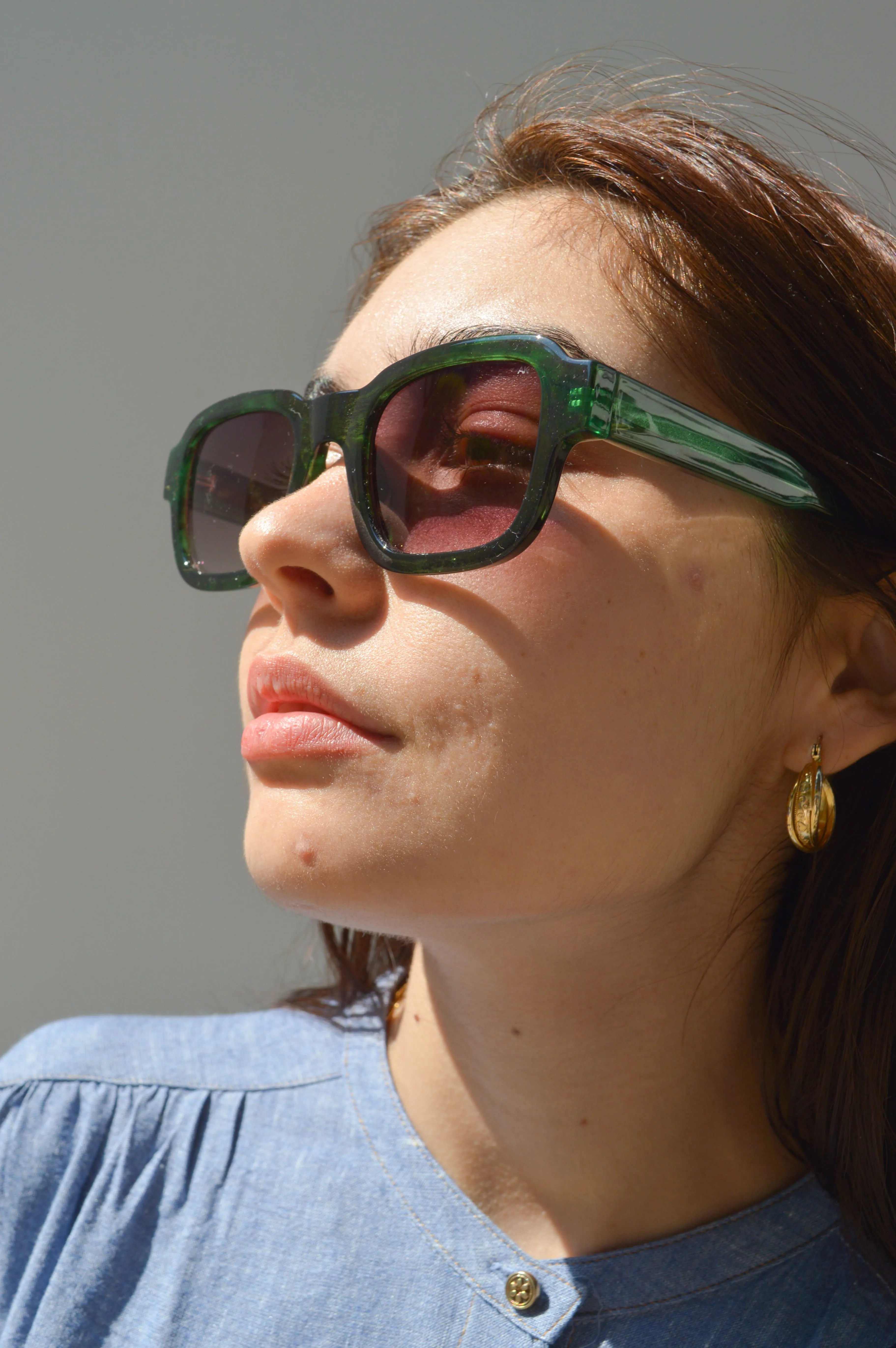 A Kjaerbede Halo Green Marble Transparent Sunglasses