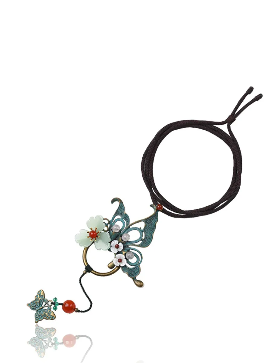 Alloy Butterfly Shell Flower Long Necklace