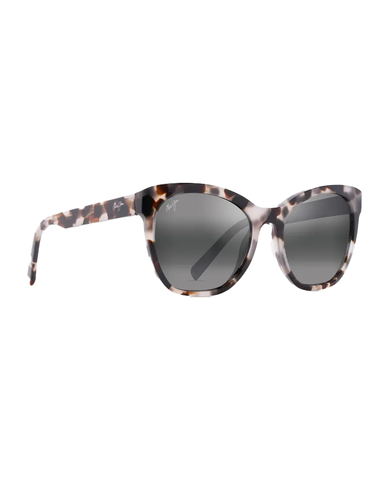 Alulu Polarised Cat Eye Sunglasses in White Tokyo Tortoise & Neutral Grey