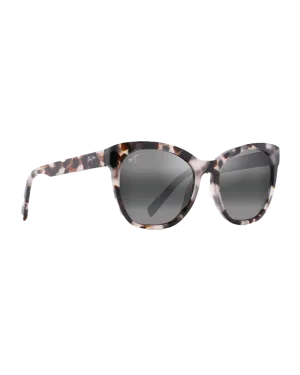 Alulu Polarised Cat Eye Sunglasses in White Tokyo Tortoise & Neutral Grey