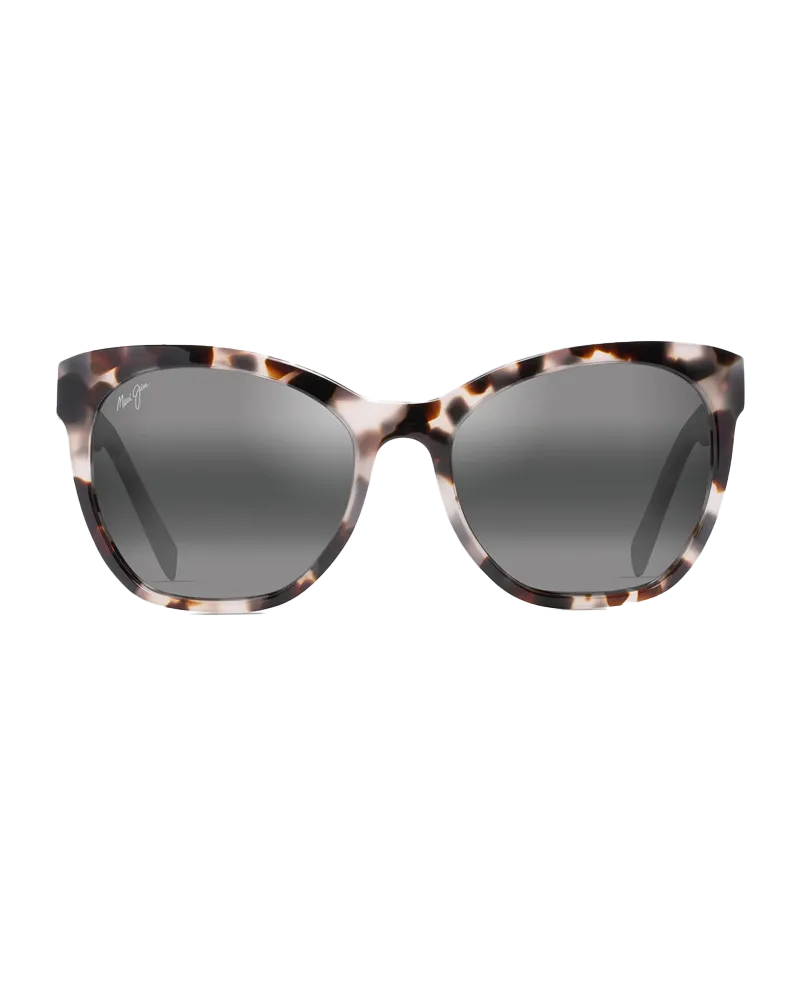 Alulu Polarised Cat Eye Sunglasses in White Tokyo Tortoise & Neutral Grey