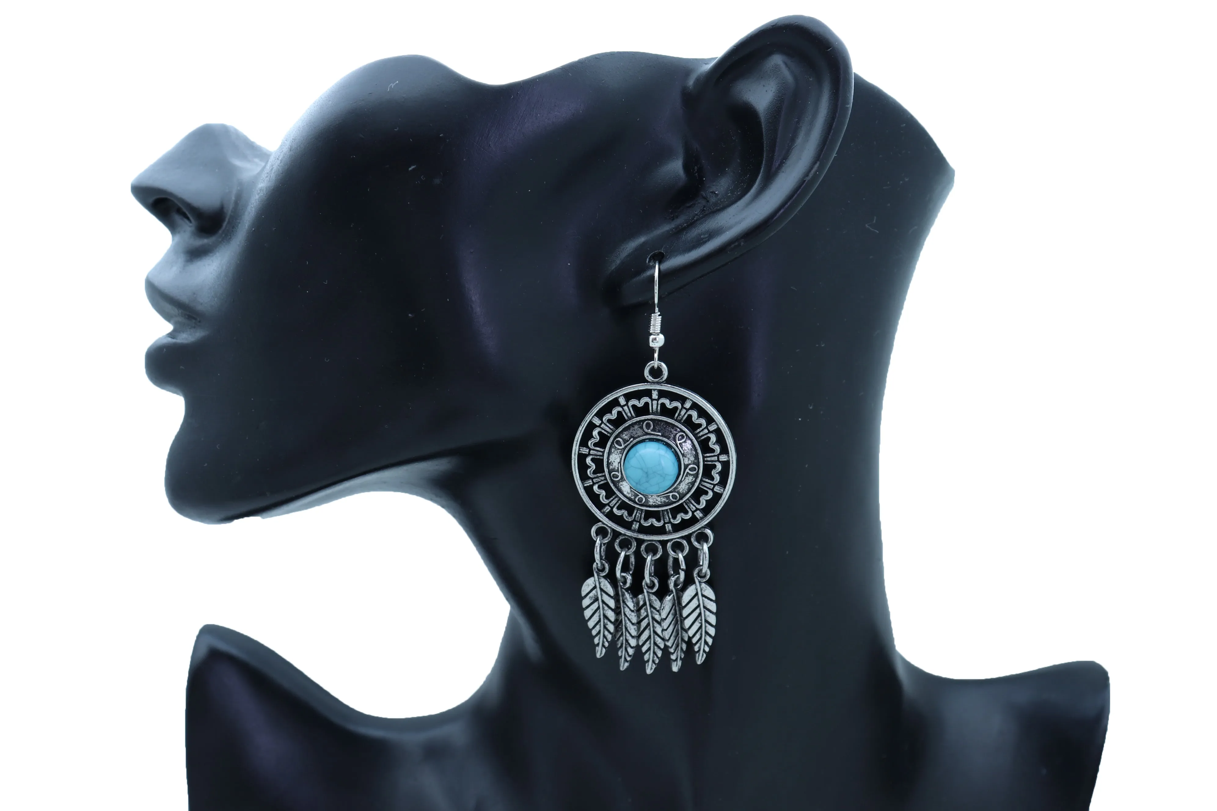 Antique Silver & Turquoise Dreamcatcher Earrings