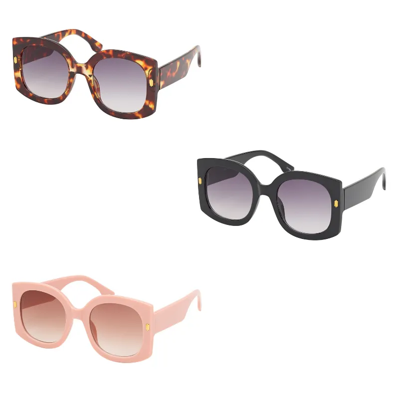 Blue Gem Rose Oversized Rounded Square Sunglasses