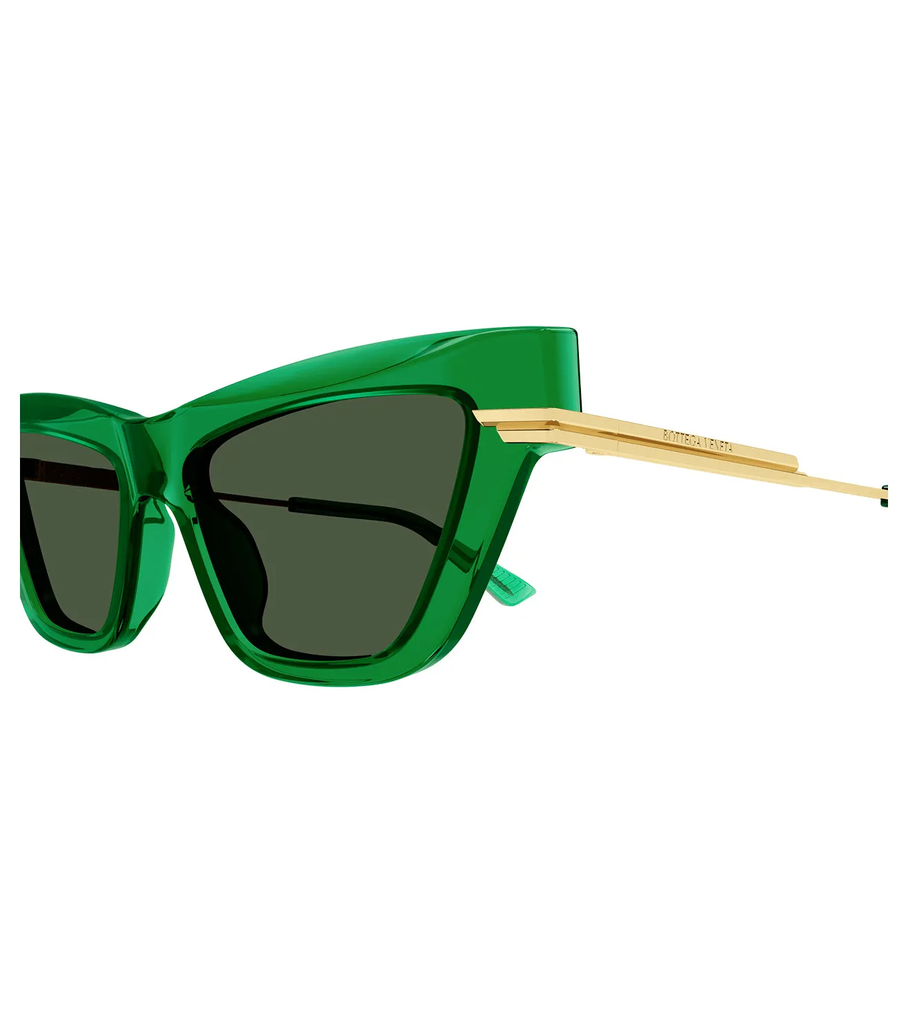 Bottega Venetta Minimalist Women's Green Cat-eye  Sunglasses