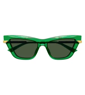 Bottega Venetta Minimalist Women's Green Cat-eye  Sunglasses