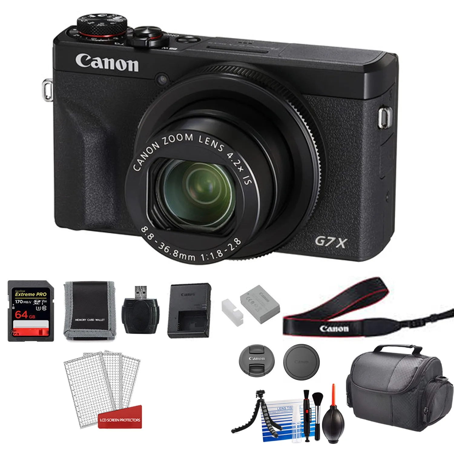 Canon PowerShot G7X Mark III Camera (Black) with 64GB Memory Card Bundle