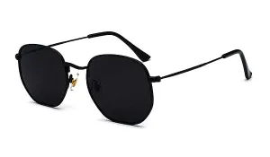 Classy Men All Black Hexagonal Sunglasses