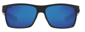 Costa Del Mar Half Moon Shiny Black Frame - Blue Mirror 580 Glass Lens - Polarized Sunglasses