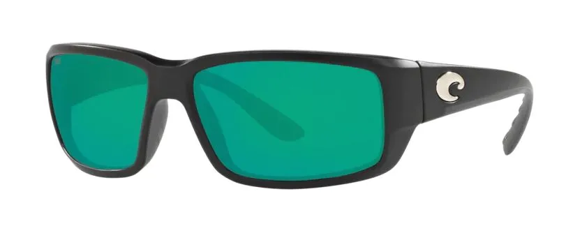 Costa Del Mar Mens Fantail Matte Black Frame - Green Mirror 580 Plastic Lens - Polarized Sunglasses