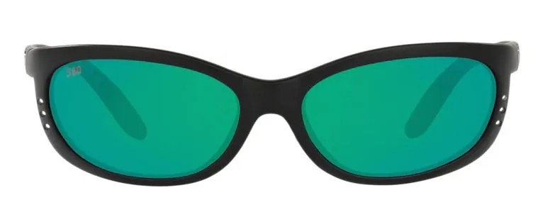 Costa Del Mar Mens Fathom Matte Black Frame - Green Mirror 580 Glass Lens - Polarized Sunglasses