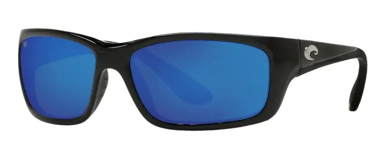 Costa Del Mar Mens Jose Shiny Black Frame - Blue Mirror 580 Glass Lens - Polarized Sunglasses