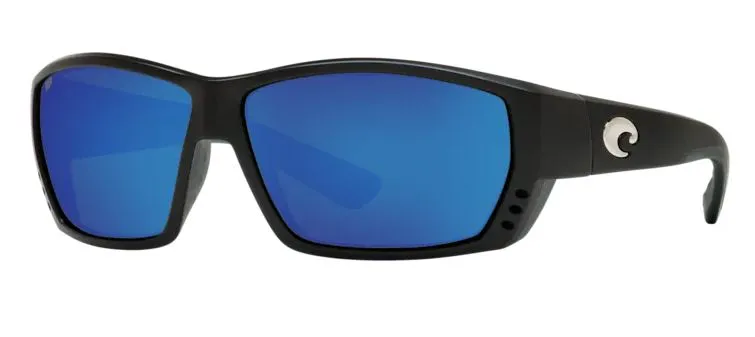 Costa Del Mar Mens Tuna Alley Matte Black Frame - Blue Mirror 580 Plastic Lens - Polarized Sunglasses