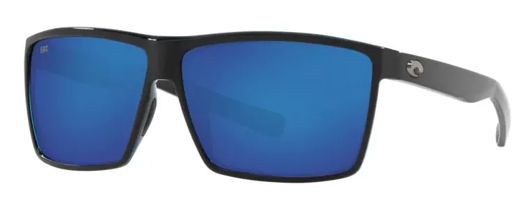 Costa Del Mar Rincon Shiny Black Frame - Blue Mirror 580 Glass Lens - Polarized Sunglasses