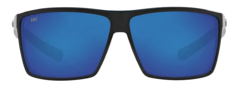 Costa Del Mar Rincon Shiny Black Frame - Blue Mirror 580 Glass Lens - Polarized Sunglasses