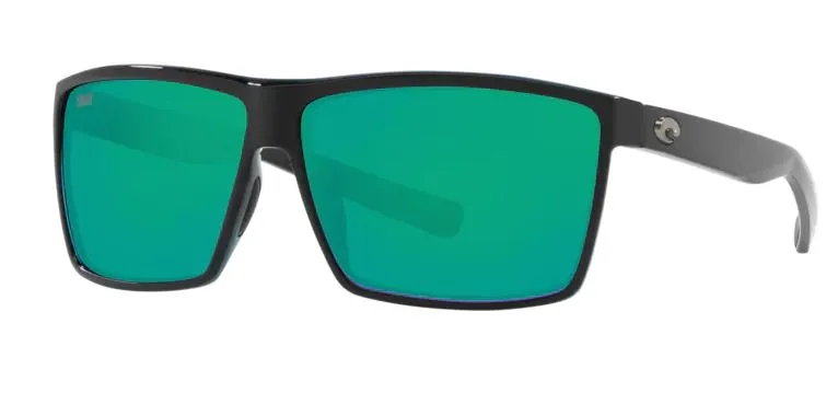 Costa Del Mar Rincon Shiny Black Frame - Green Mirror 580 Plastic Lens - Polarized Sunglasses