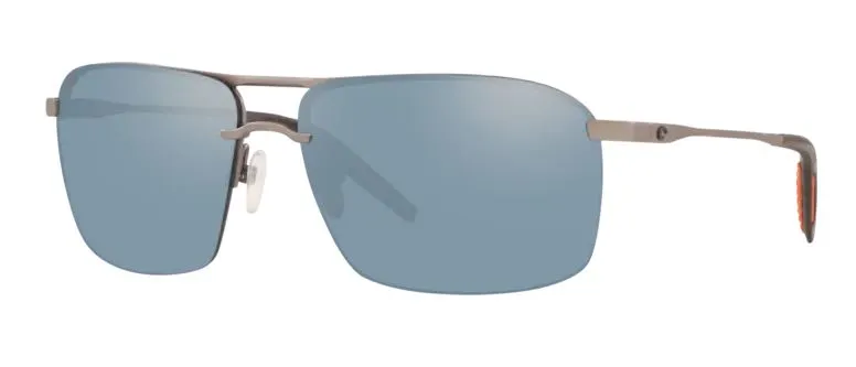 Costa Del Mar Skimmer Matte Silver Frame - Gray Silver Mirror 580 Plastic Lens - Polarized Sunglasses