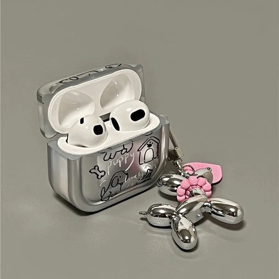 Cute Electroplated Silver Protective Cover AirPods Case   Silver Toy Carabiner for AirPods 1 2 3 Pro 2 Generation Shockproof AirPods Case