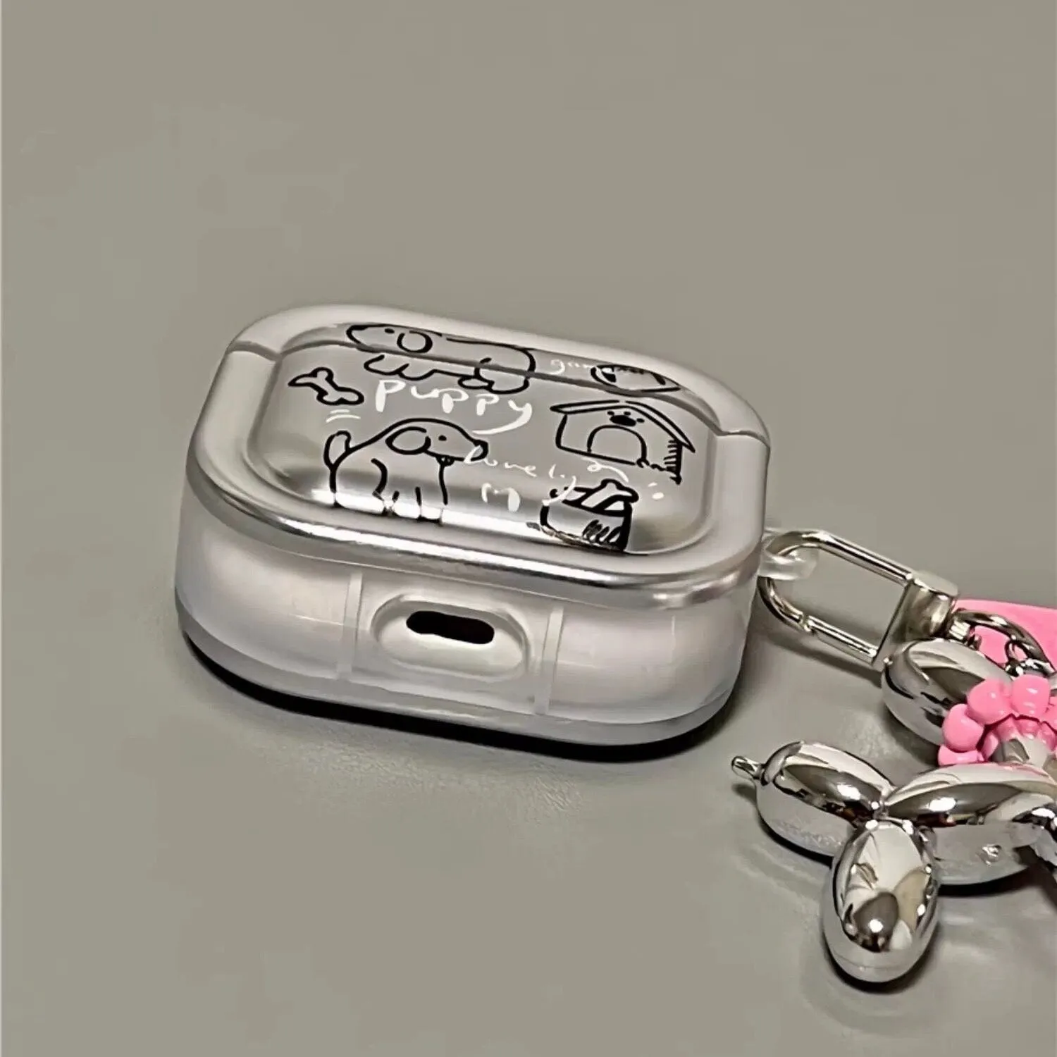 Cute Electroplated Silver Protective Cover AirPods Case   Silver Toy Carabiner for AirPods 1 2 3 Pro 2 Generation Shockproof AirPods Case