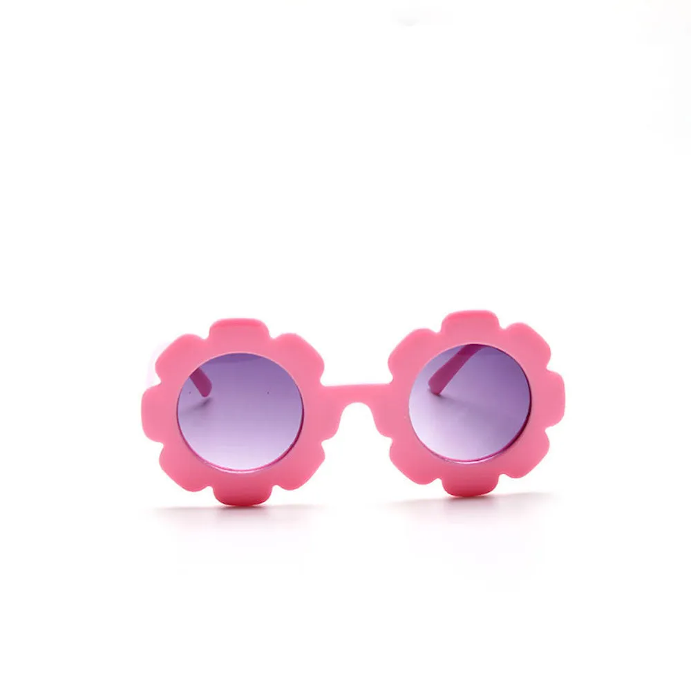 Edna Round Flower Sunglasses — Fuchsia Frame Dark Lens