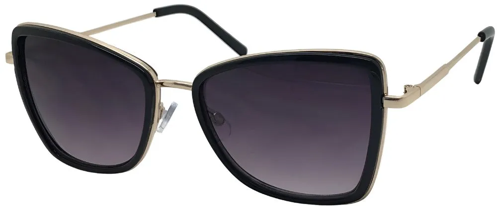 Fantas-Eyes Womens Muse Cateye Non-Polarized Sunglasses - Black/Gold