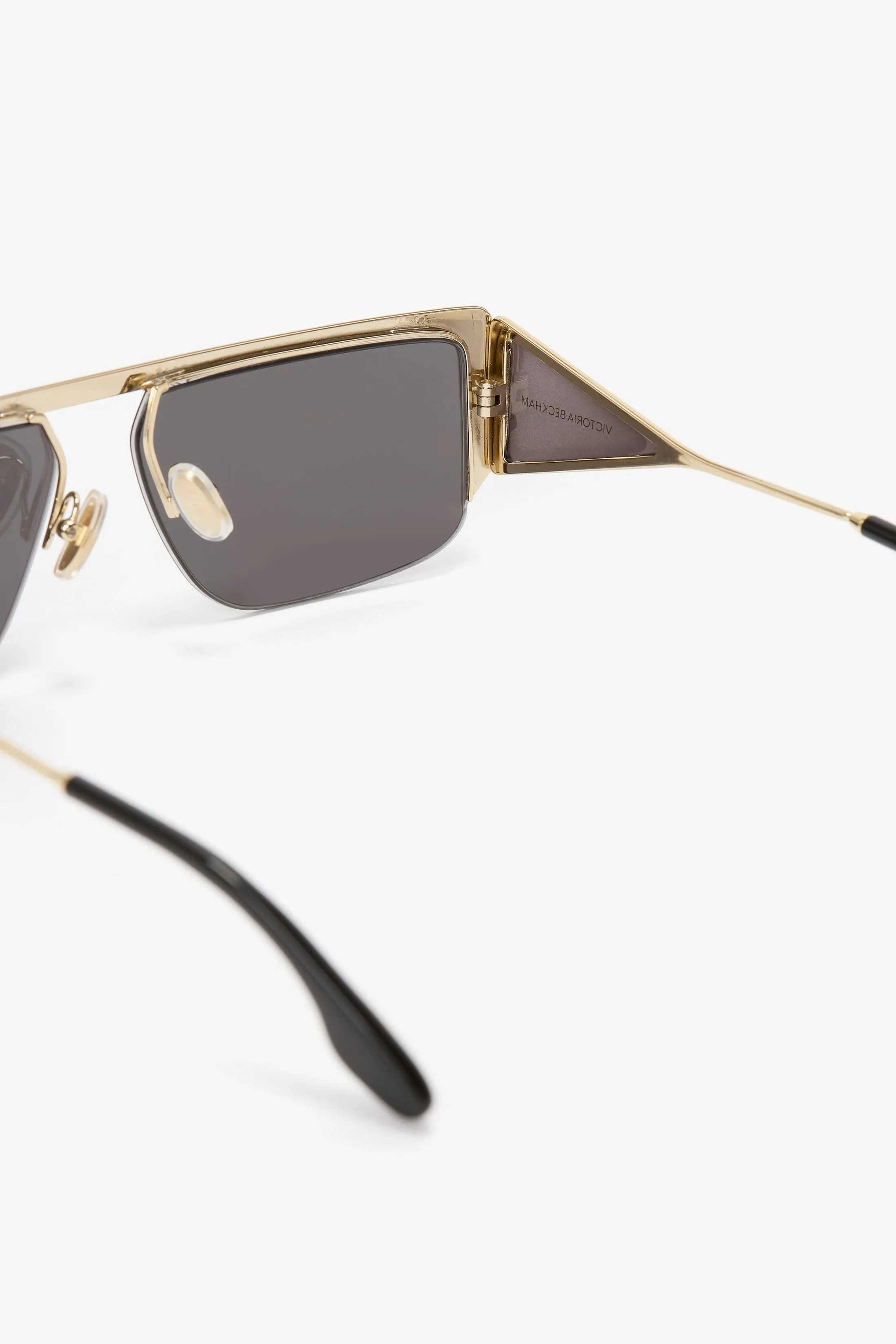 Flat Top Rectangular Sunglasses In Gold-Grey