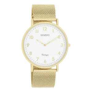 Gold coloured OOZOO watch with gold coloured metal mesh bracelet - C20342