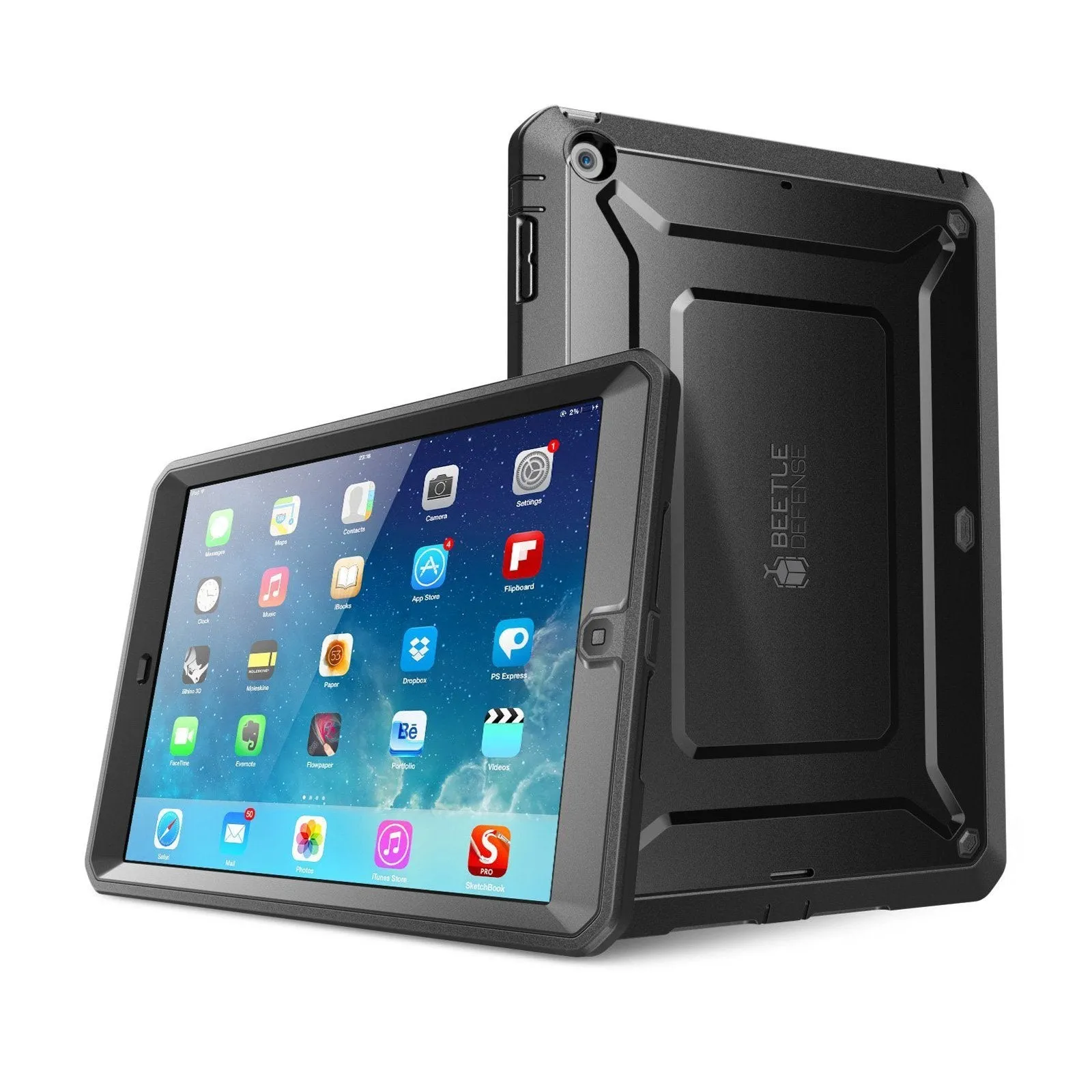 iPad 2 Unicorn Beetle PRO Case with Built in Screen Protector-Black