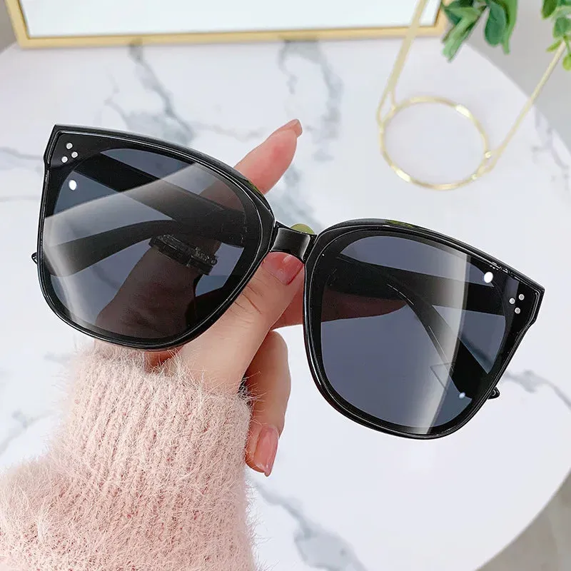 Ladies Big Rectangle Frame Summer Folding Trendy Fashion Sunglasses