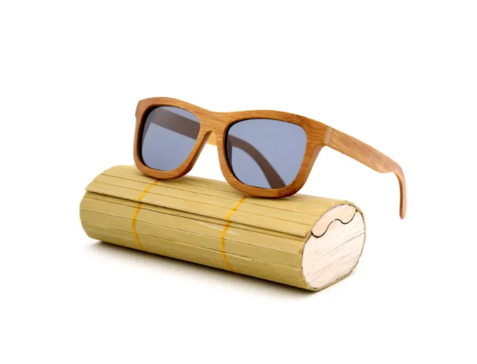 Natural Charm: Wooden Frame Polarized Sunglasses with Bamboo Case, lioness-love