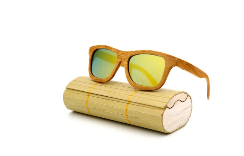 Natural Charm: Wooden Frame Polarized Sunglasses with Bamboo Case, lioness-love