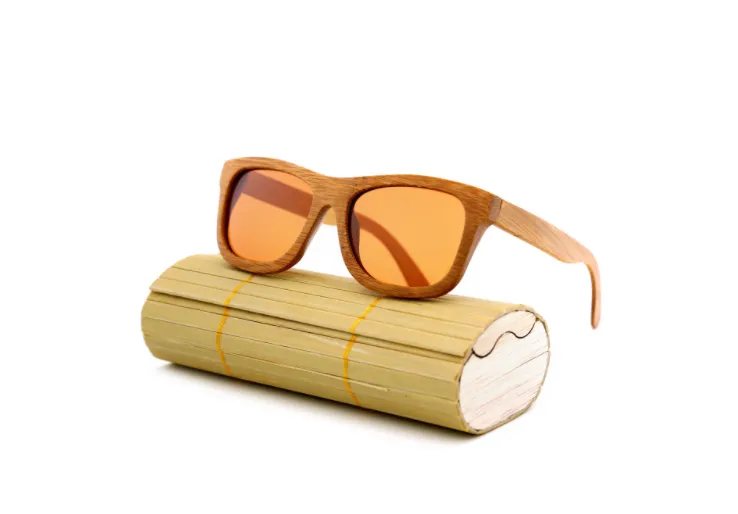 Natural Charm: Wooden Frame Polarized Sunglasses with Bamboo Case, lioness-love