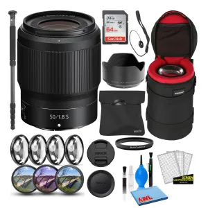 Nikon NIKKOR Z 50mm f/1.8 S Prime Lens (20083) Intl Model Bundle   64GB SD Card