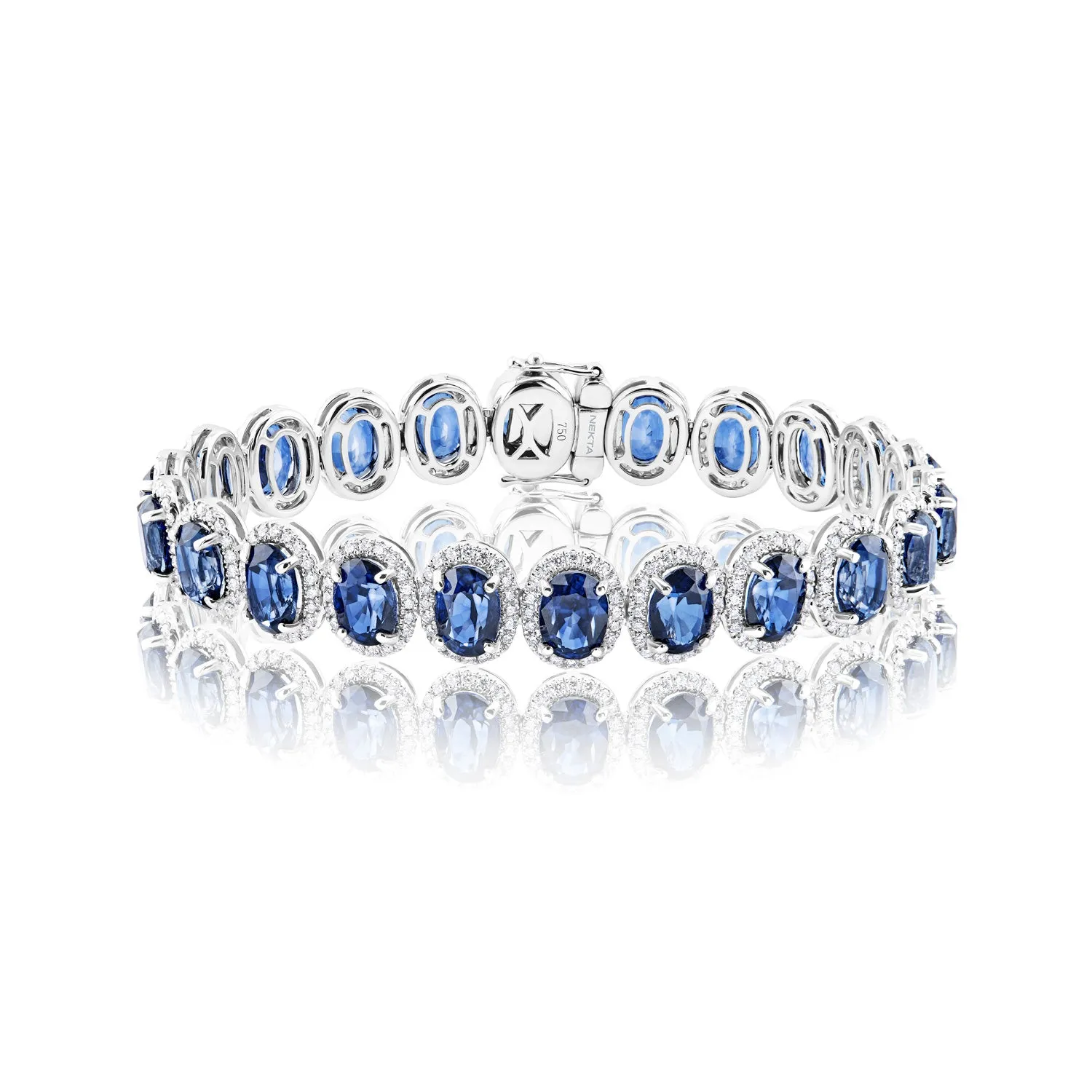 Raina 26 Carat Oval Cut J'adore Blue Sapphire Bracelet in 18k White Gold