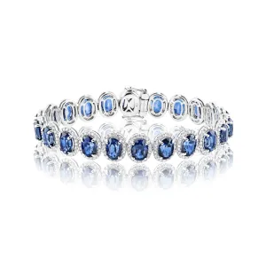 Raina 26 Carat Oval Cut J'adore Blue Sapphire Bracelet in 18k White Gold