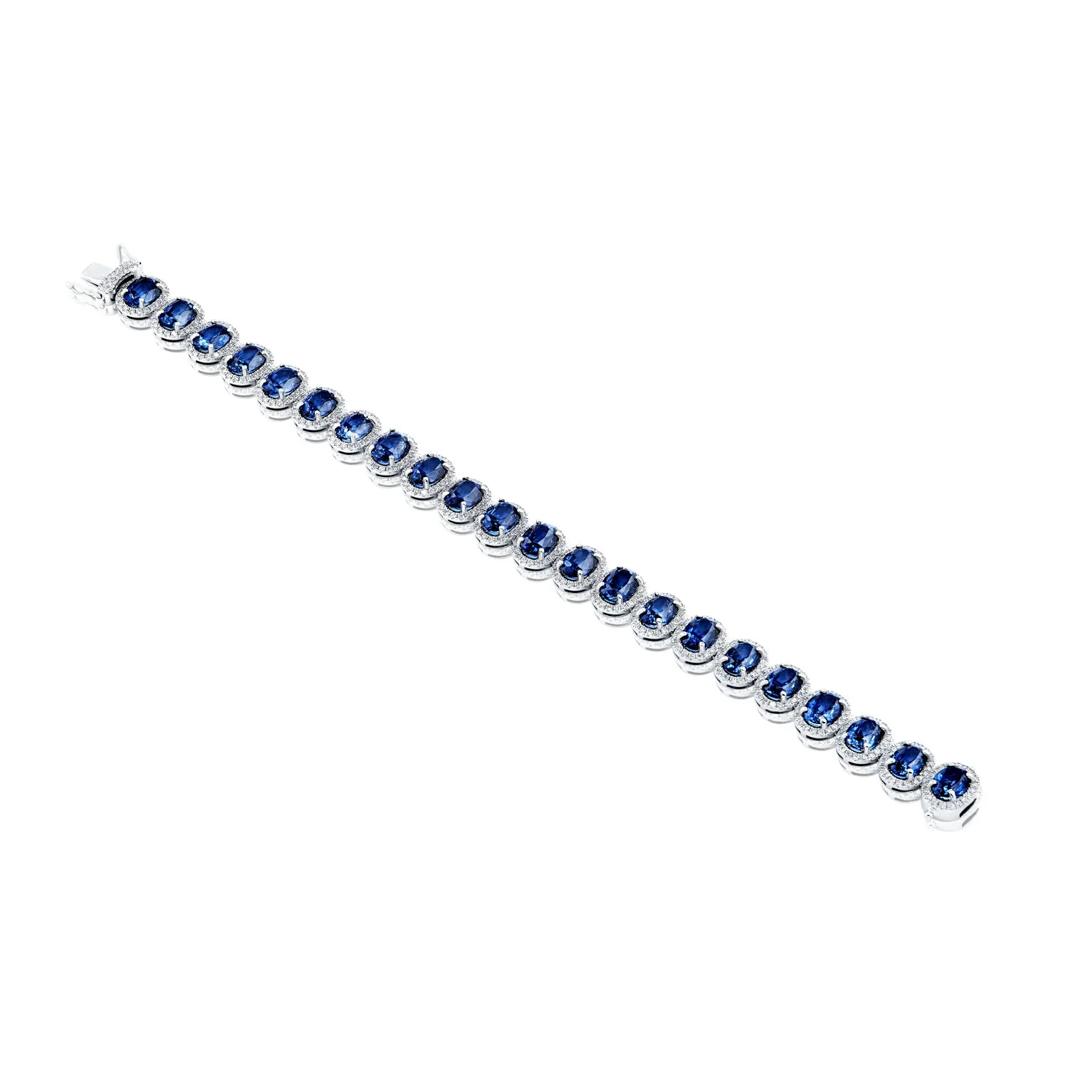 Raina 26 Carat Oval Cut J'adore Blue Sapphire Bracelet in 18k White Gold