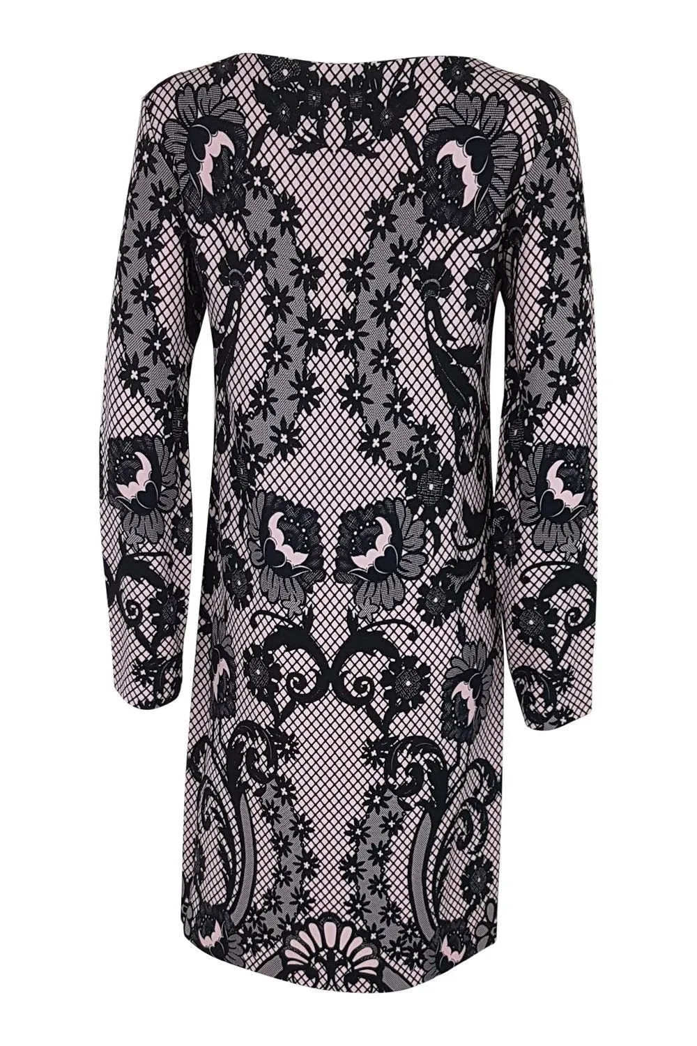 TEMPERLEY LONDON Black Pink Lace Print Shift Dress (8)