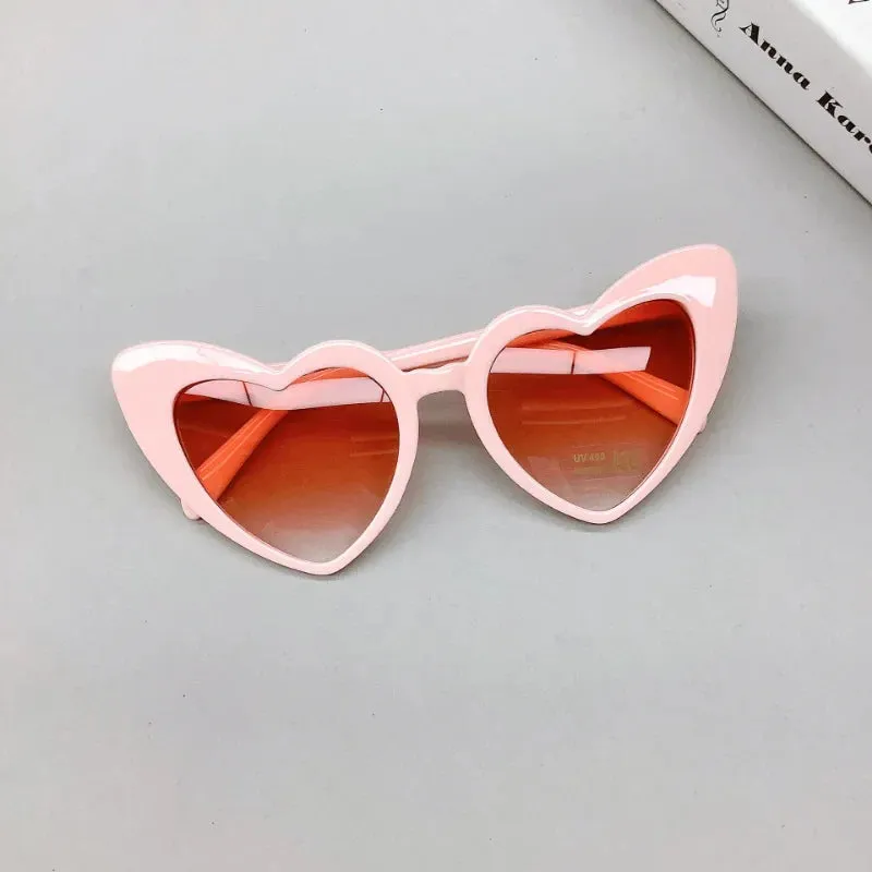 Trendy Frame Small Outdoor High-Quality Summer Shape Stylish Fashion Heart Sunglasses