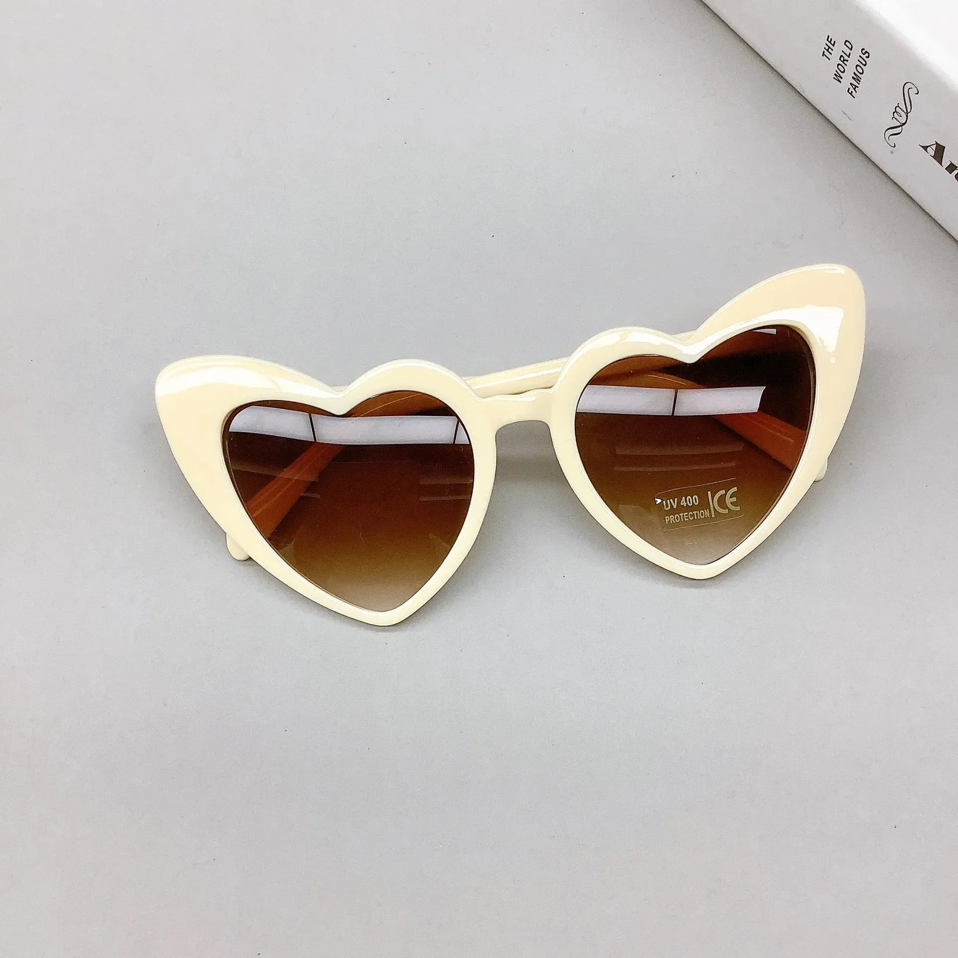 Trendy Frame Small Outdoor High-Quality Summer Shape Stylish Fashion Heart Sunglasses